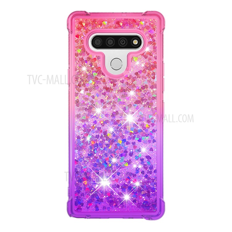 Shockproof Gradient Quicksand TPU Protector Shell for LG Stylo 6 - Rose / Purple-2