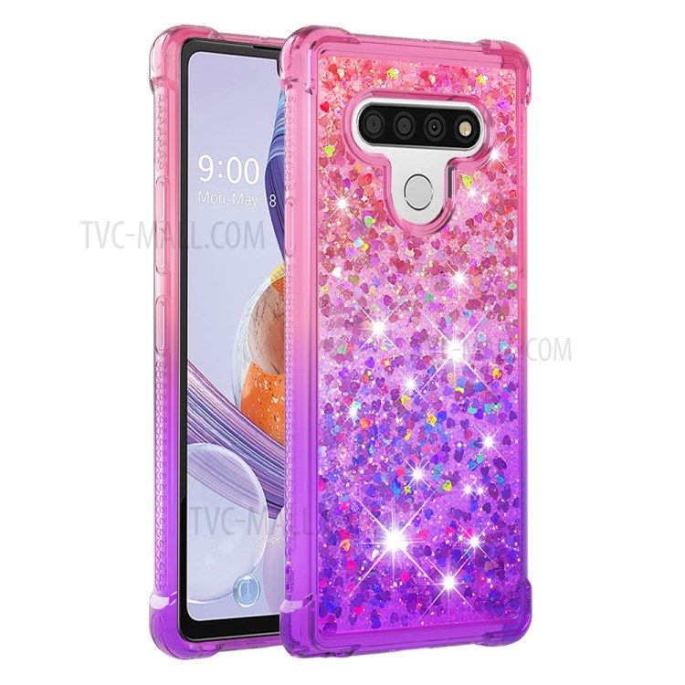 Shockproof Gradient Quicksand TPU Protector Shell for LG Stylo 6 - Rose / Purple-3