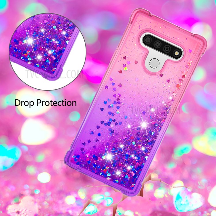 Shockproof Gradient Quicksand TPU Protector Shell for LG Stylo 6 - Rose / Purple-5