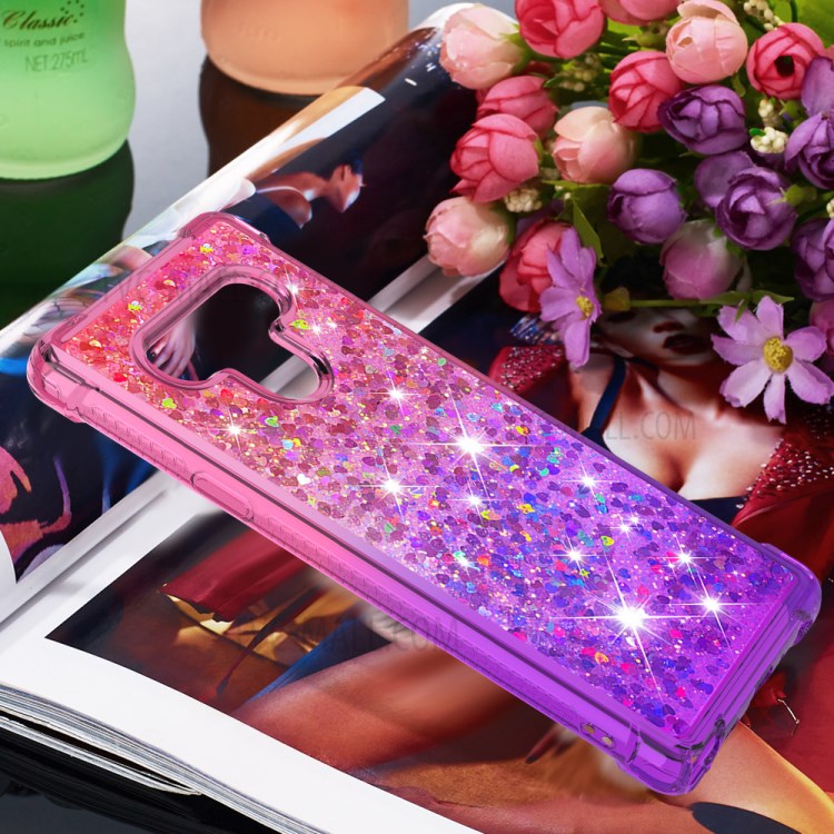 Shockproof Gradient Quicksand TPU Protector Shell for LG Stylo 6 - Rose / Purple-7