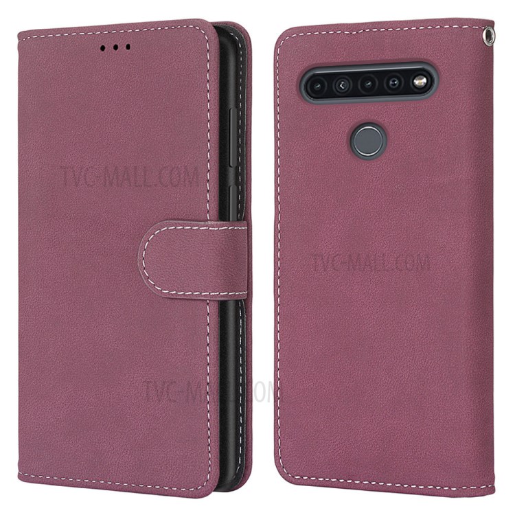 With 3 Card Slots with Wallet Retro Matte Leather Shell for LG K51S/K41S - Rose-2