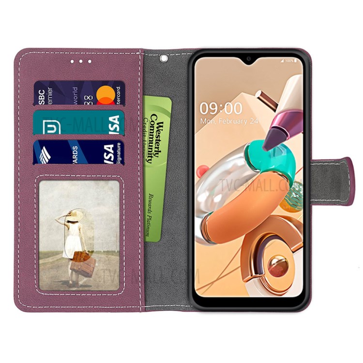 With 3 Card Slots with Wallet Retro Matte Leather Shell for LG K51S/K41S - Rose-3