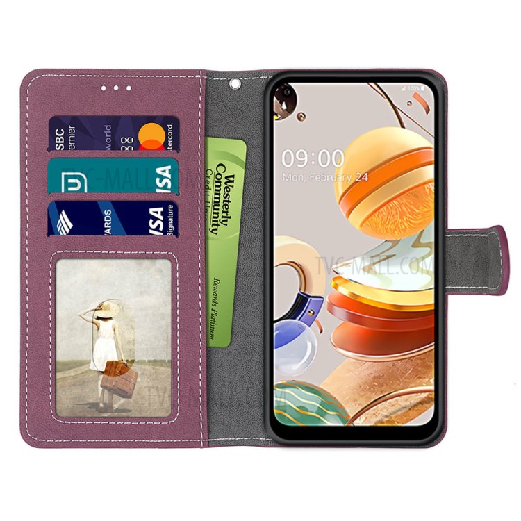 Retro Matte Skin with 3 Card Slots Leather Shell for LG K61 - Rose-3