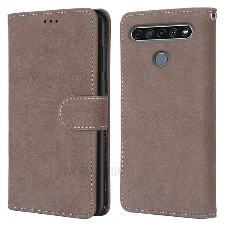 Retro Matte Skin with 3 Card Slots Leather Shell for LG K61 - Brown-2