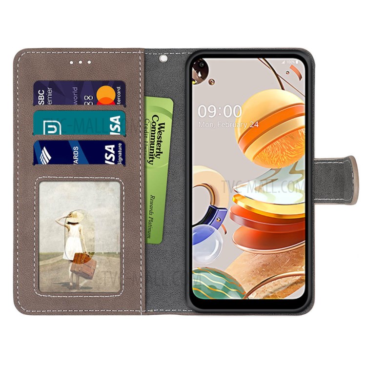 Retro Matte Skin with 3 Card Slots Leather Shell for LG K61 - Brown-3