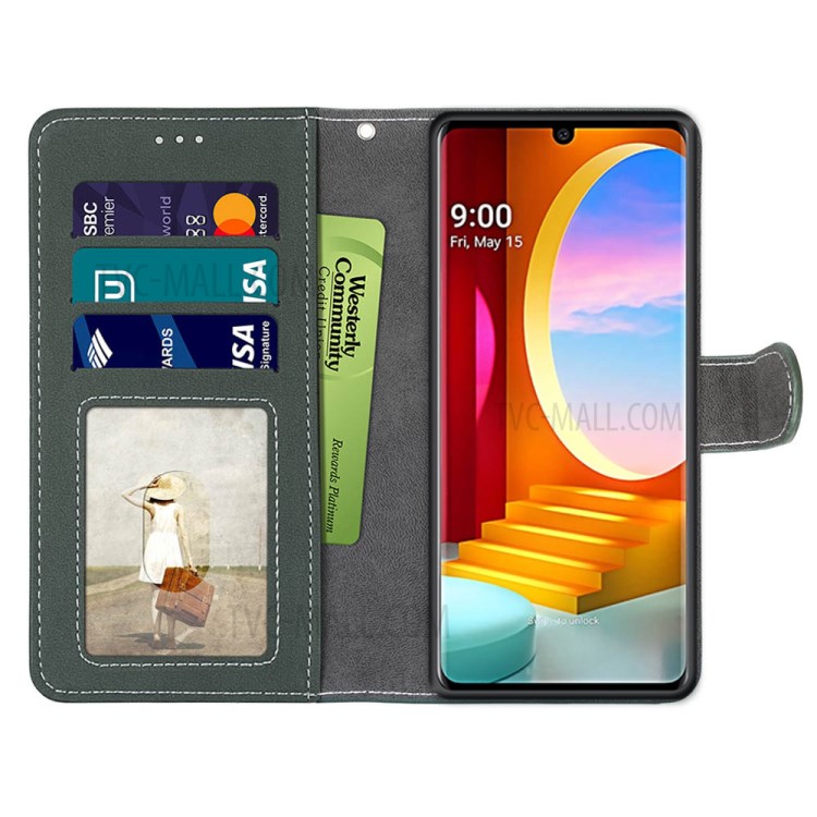 Retro Matte Leather Material with 3 Card Slots Shell for LG Velvet - Green-3