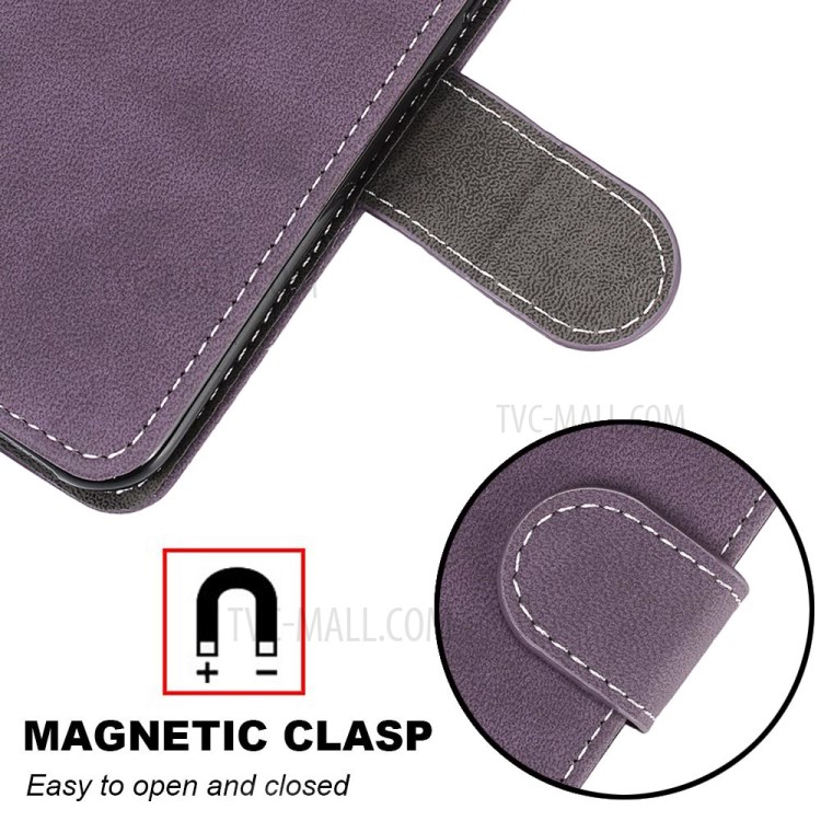 Retro Matte Leather Material with 3 Card Slots Shell for LG Velvet - Purple-5