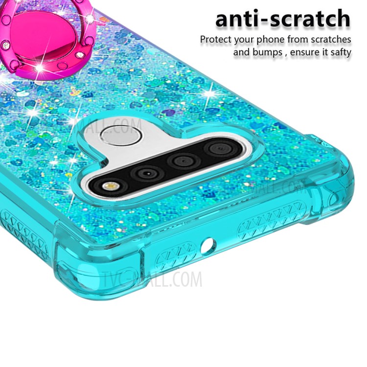 Kickstand Quicksand TPU Case for LG Stylo 6 Protector Gradient Shockproof Shell - Cyan / Purple-4