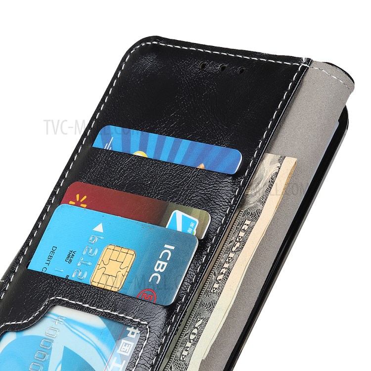 Crazy Horse Texture Wallet Stand Leather Phone Cover for LG K22 - Black-8