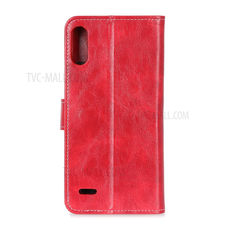 Crazy Horse Texture Wallet Stand Leather Phone Cover for LG K22 - Red-3