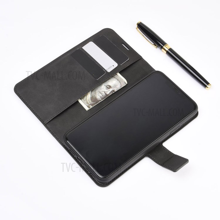 Leather Wallet Phone Stand Case with Magnetic Closure for LG Velvet - Black-9