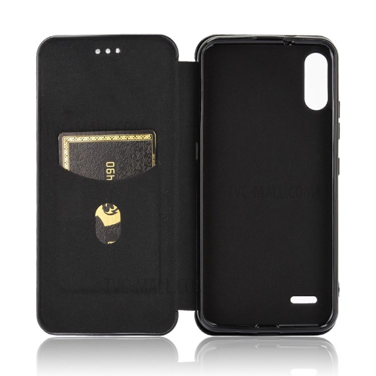 Carbon Fiber Skin Leather Auto-absorbed Phone Cover for LG K22 - Black-3