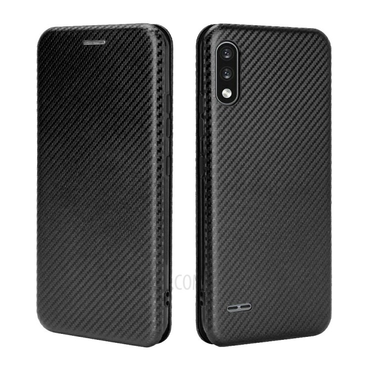 Carbon Fiber Skin Leather Auto-absorbed Phone Cover for LG K22 - Black-8