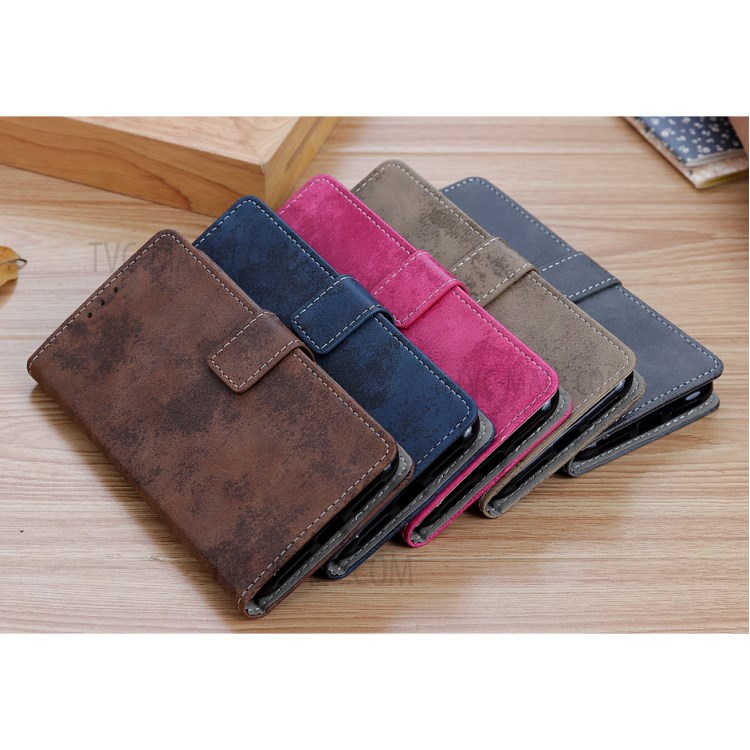 Vintage Style Wallet Stand Leather Phone Case for LG K22 - Grey-13
