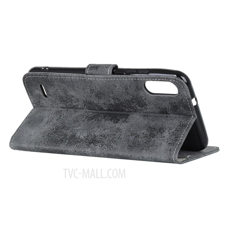Vintage Style Wallet Stand Leather Phone Case for LG K22 - Grey-4