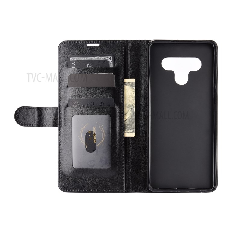 Pazzo Guscio Protettivo Cavallo In Pelle Pelle Con Porta Carte E Tasca Denaro Contante Per LG Stylo 6 - Nero-4