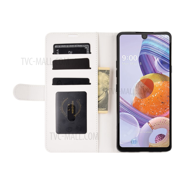 Crazy Horse Skin Leather Protective Shell with Card Slots and Cash Pocket for LG Stylo 6 - White-5