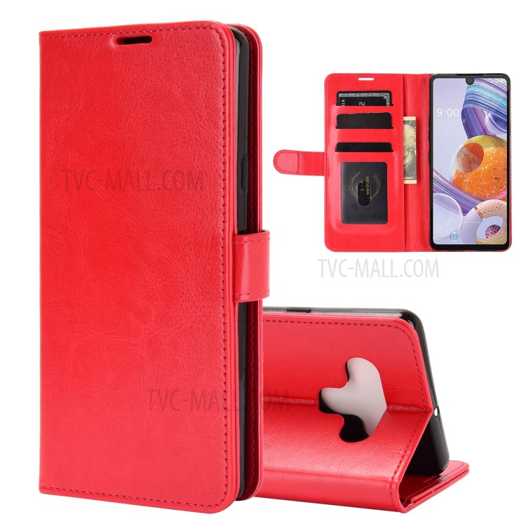 Crazy Horse Skin Leather Protective Shell with Card Slots and Cash Pocket for LG Stylo 6 - Red-1