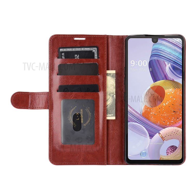 Crazy Horse Skin Leather Protective Shell with Card Slots and Cash Pocket for LG Stylo 6 - Brown-5