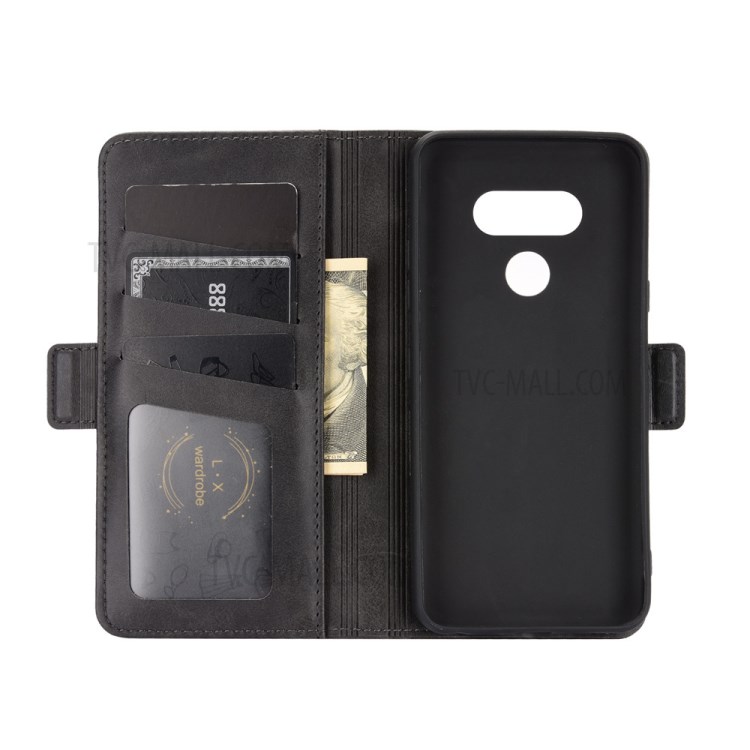 Double Magnetic Clasp Leather Cell Mobile Case for LG Style 3 L-41A - Black-3