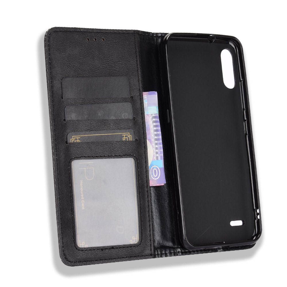 Magnetic Vintage Style Phone Case for LG K22 Wallet Stand Leather Cover - Black-3