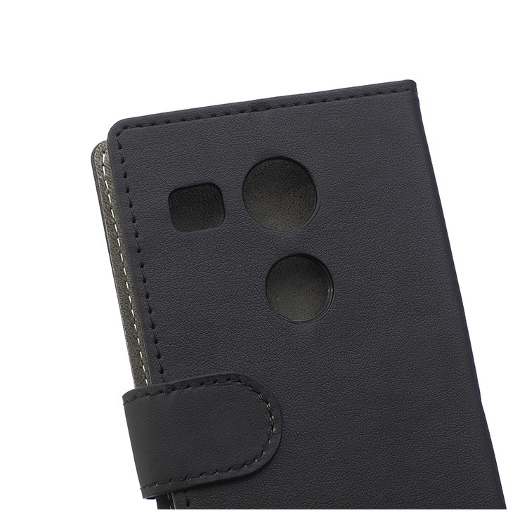 Faux Sheep Skin Leather Phone Case Stand Cover for LG Nexus 5X - Black-4