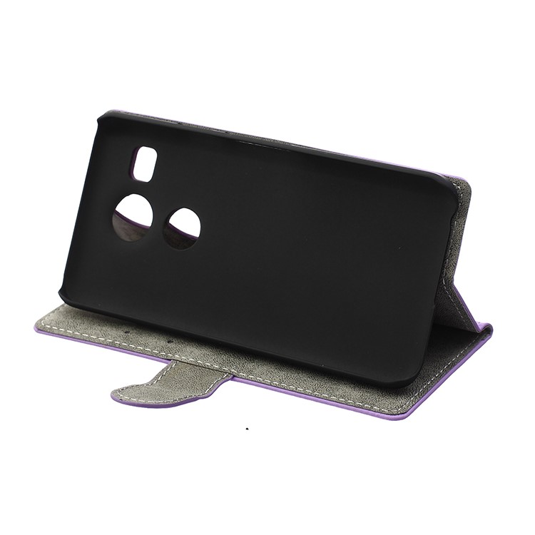 Faux Sheep Skin Leather Phone Case Stand Cover for LG Nexus 5X - Black-5