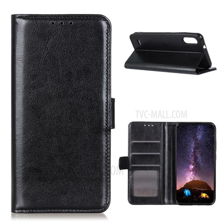 Crazy Horse Texture Leather Magnet Wallet Phone Stand Cover for LG K22 - Black-1