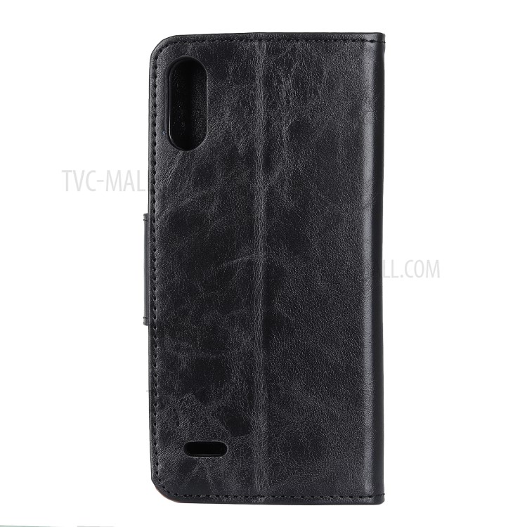 Crazy Horse Texture Split Leather Phone Case with Wallet Stand for LG K22 - Black-1