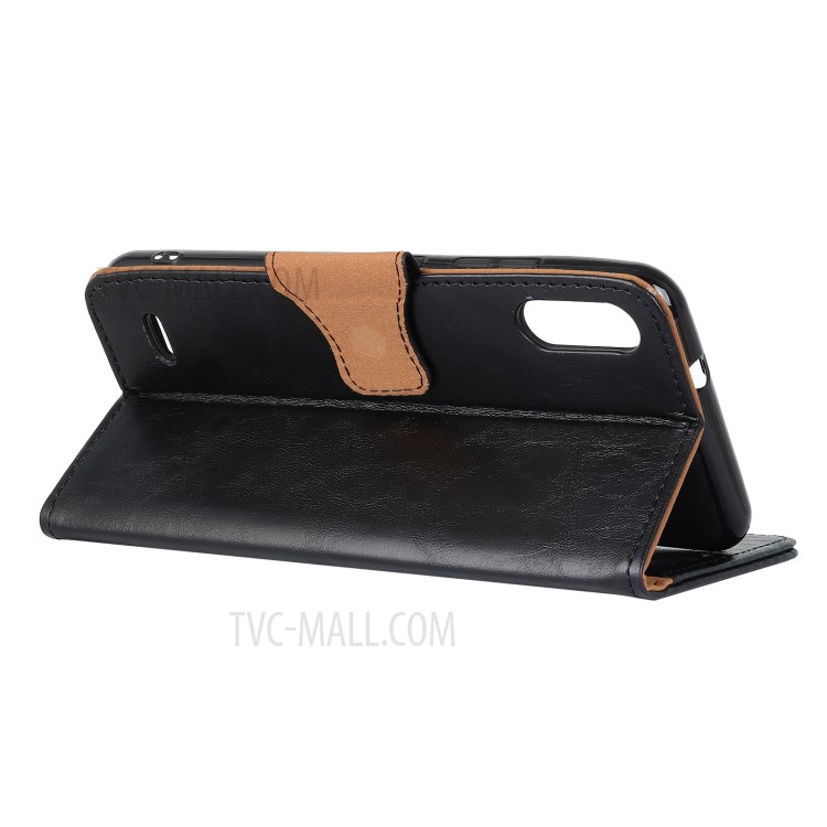Crazy Horse Texture Split Leather Phone Case with Wallet Stand for LG K22 - Black-2