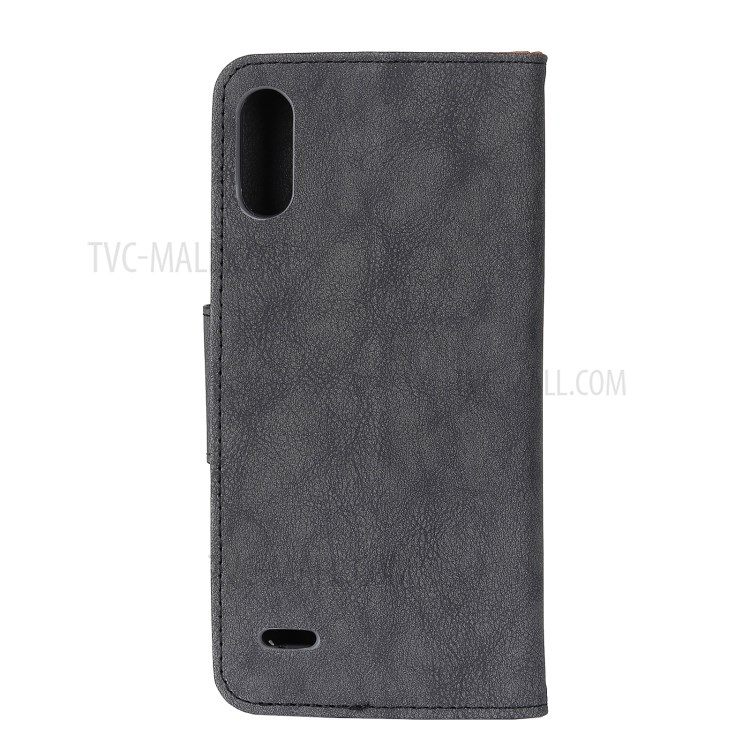 Retro Split Leather Wallet Phone Case with Stand for LG K22 - Black-1