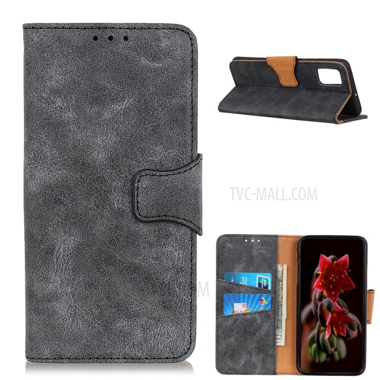 Премиум Старинный Кожаный Кошелек Для Кошелька Для Крышки LG K42 - Серый-1