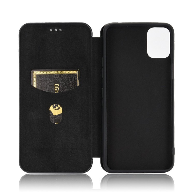 Auto-absorbed Carbon Fiber Leather Case with Card Holder for LG K42 - Black-3