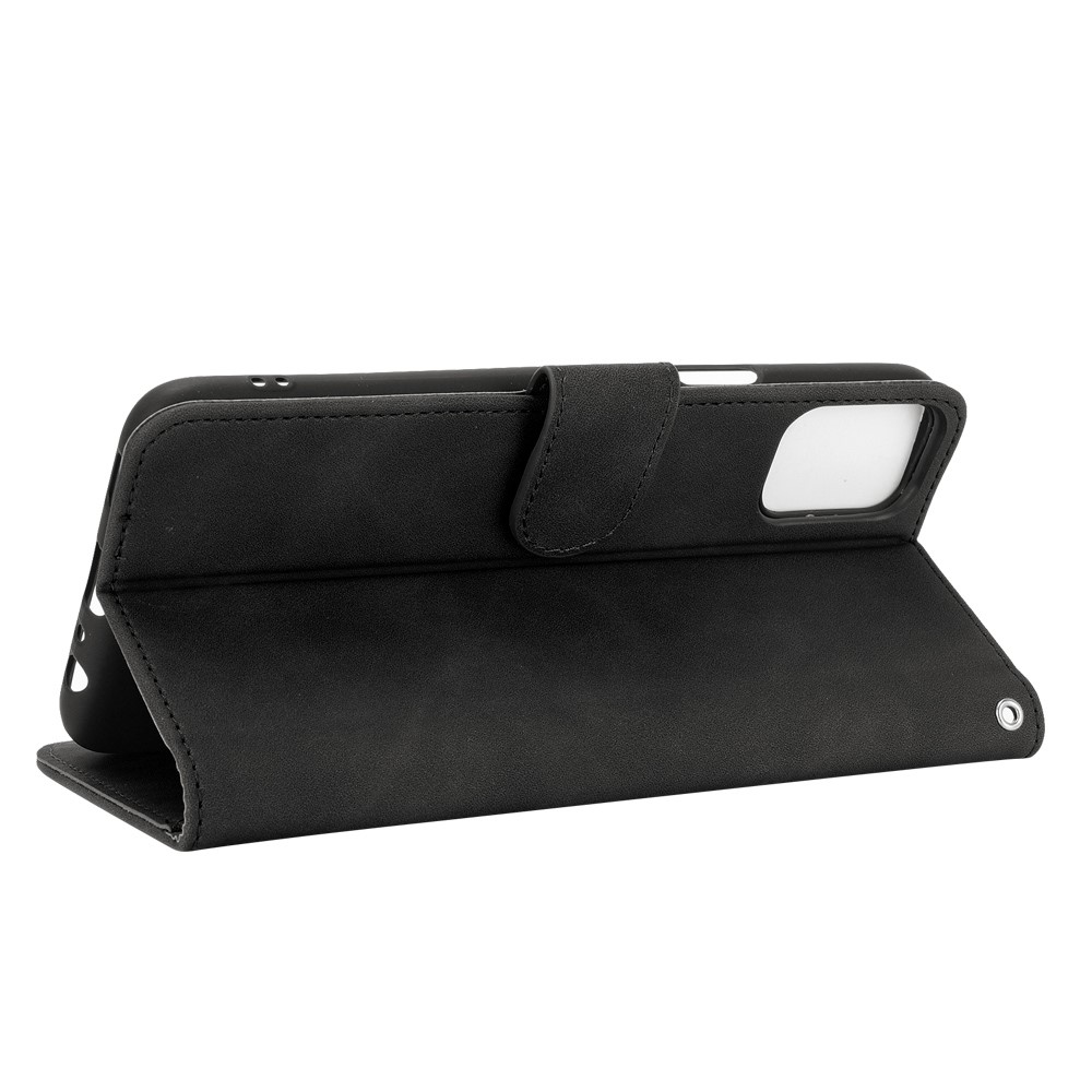Skin-Touch-Feeling Folio Flip Leather Wallet Stand Phone Case for LG K42 - Black-4