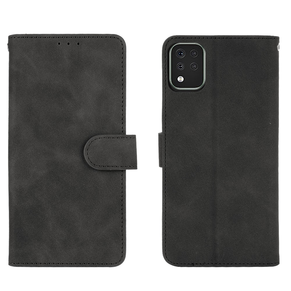 Skin-Touch-Feeling Folio Flip Leather Wallet Stand Phone Case for LG K42 - Black-6