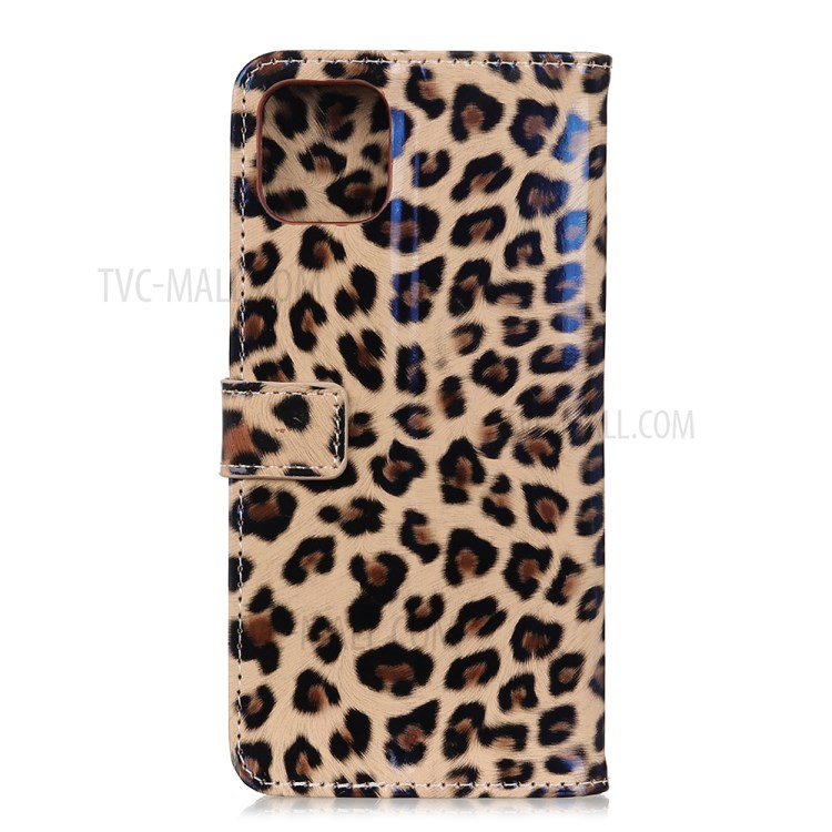 Leopard Pattern Glossy Wallet Leather Stand Phone Cover for LG K42-3
