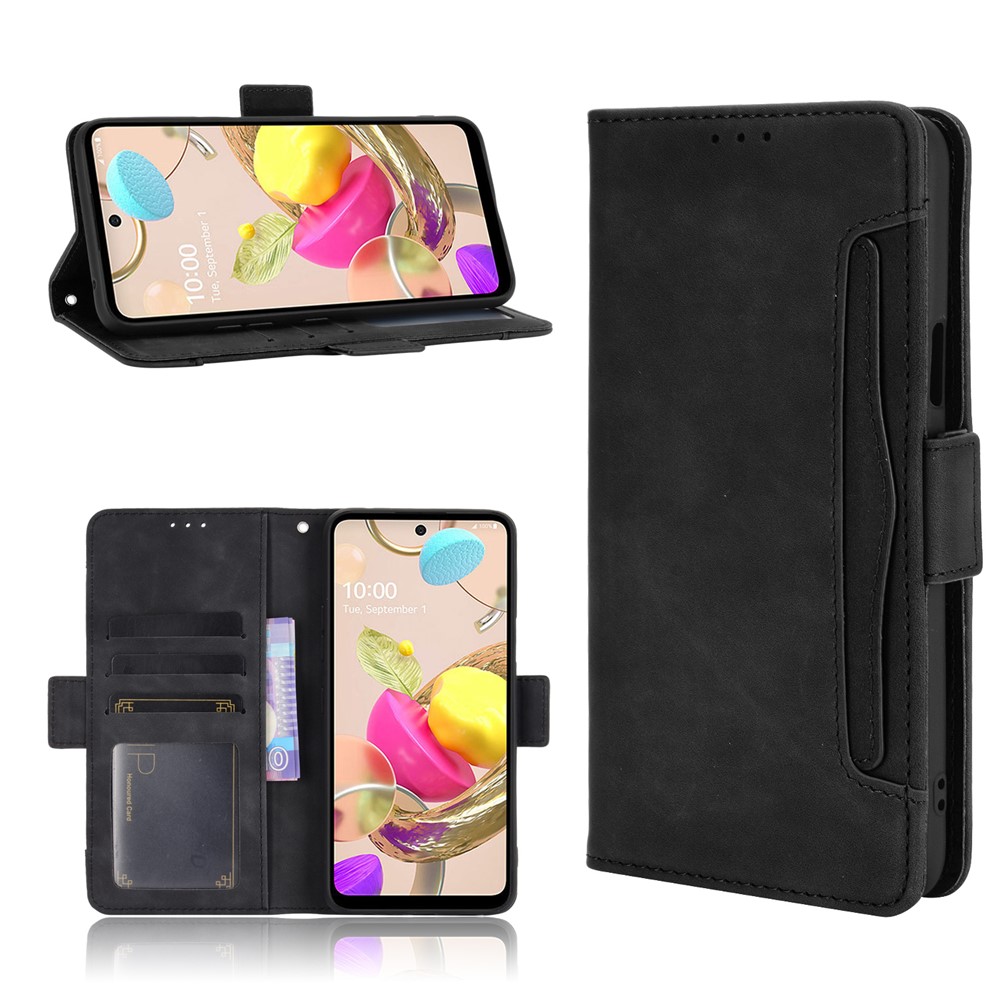Multiple Card Slots Wallet Case Stand Leather Cover Case for LG K42 - Black-1