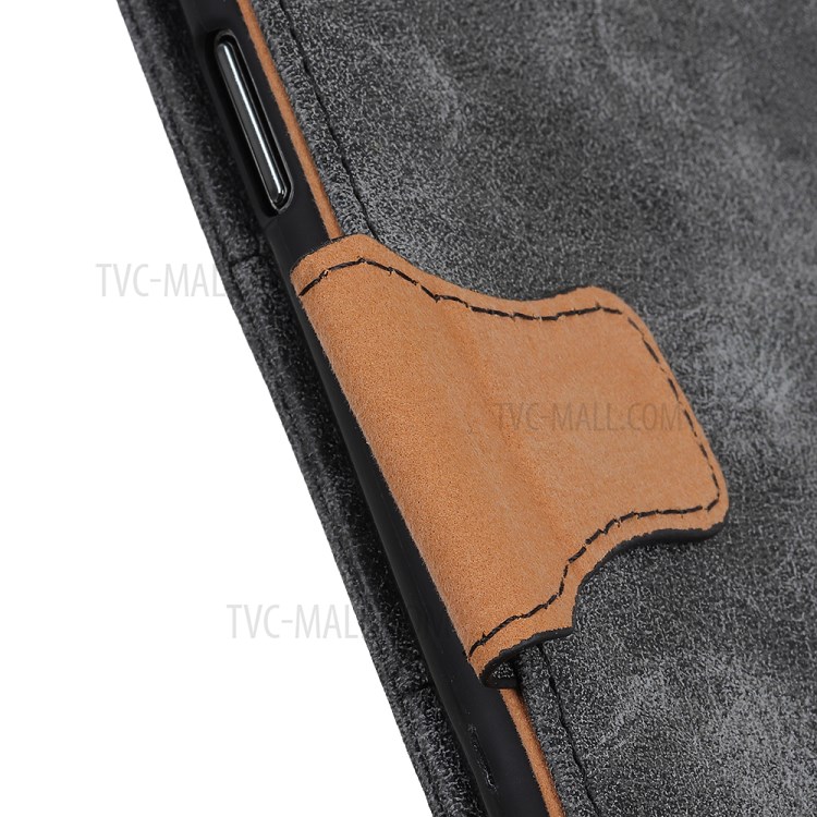 Vintage Style Split Leather Wallet Case for LG K52/K62/Q52 - Black-10