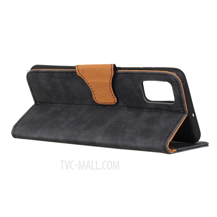 Vintage Style Split Leather Wallet Case for LG K52/K62/Q52 - Black-4
