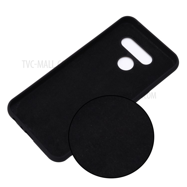 Plain Shock Absorption Liquid Silicone Phone Protective Case with Strap for LG K61 - Black-3