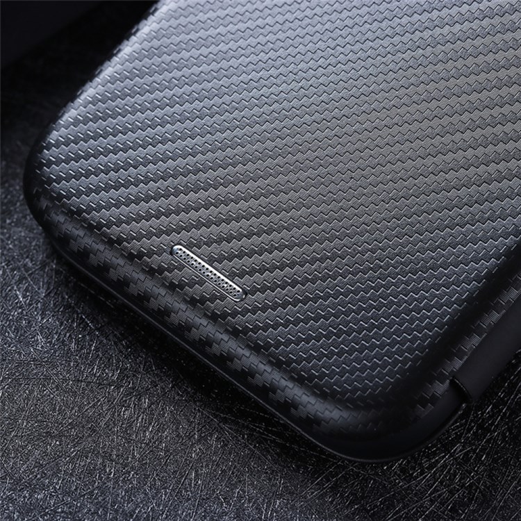Carbon Fiber Leather Card Holder Auto-absorbed Cover Case for LG K52/K62/Q52 - Black-17