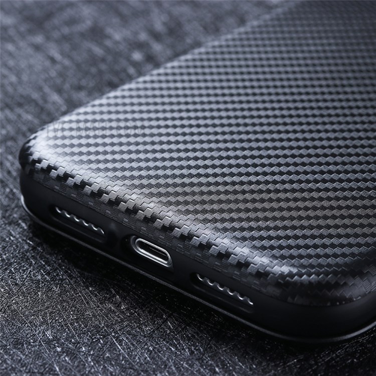 Carbon Fiber Leather Card Holder Auto-absorbed Cover Case for LG K52/K62/Q52 - Black-18