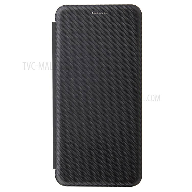 Carbon Fiber Leather Card Holder Auto-absorbed Cover Case for LG K52/K62/Q52 - Black-2