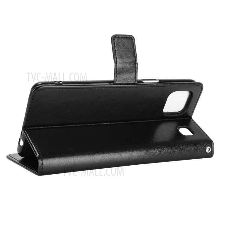 Crazy Horse Wallet Stand Leather Case Cover with Strap for LG K92 5G - Black-5