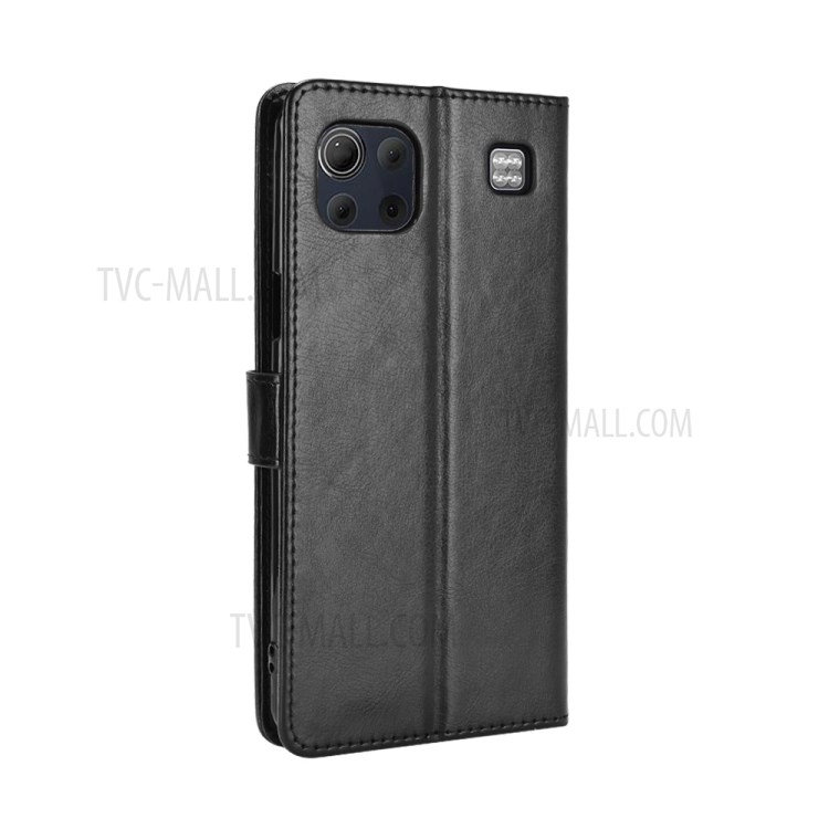 Crazy Horse Wallet Stand Leather Case Cover with Strap for LG K92 5G - Black-6