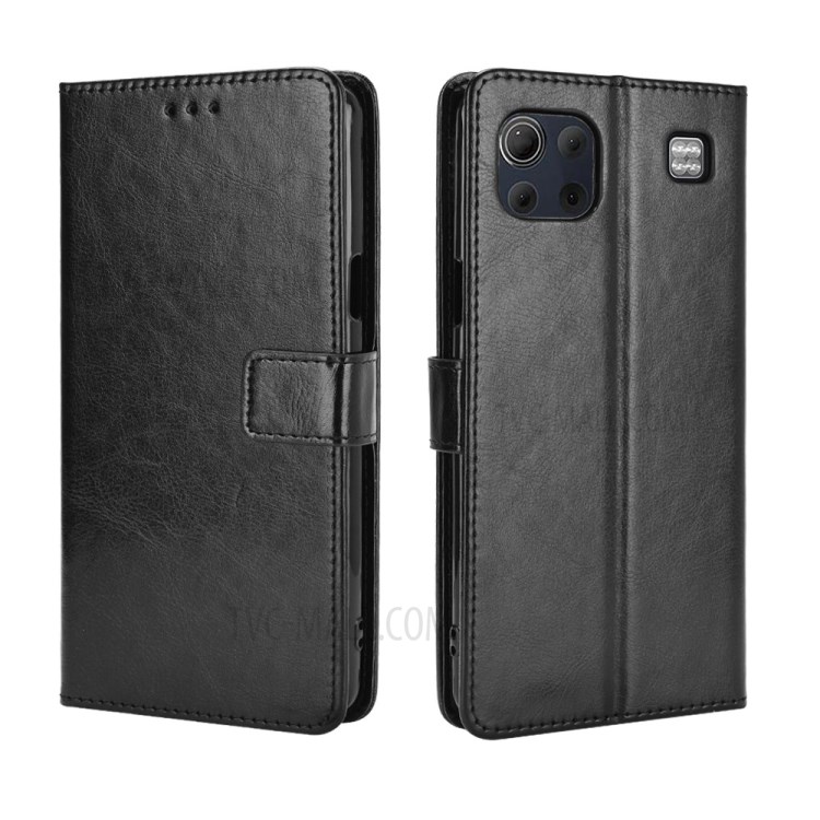 Crazy Horse Wallet Stand Leather Case Cover with Strap for LG K92 5G - Black-7