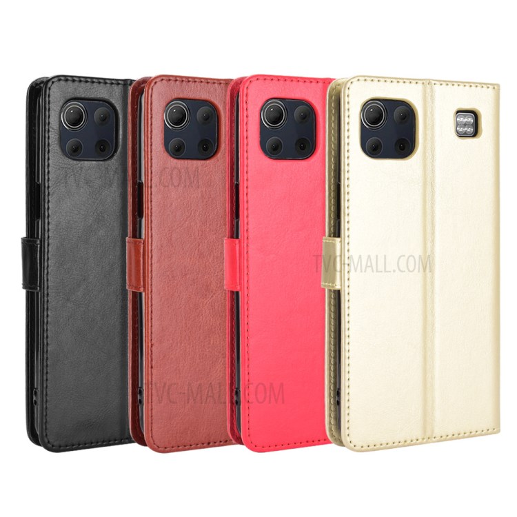 Crazy Horse Wallet Stand Leather Case Cover with Strap for LG K92 5G - Black-8