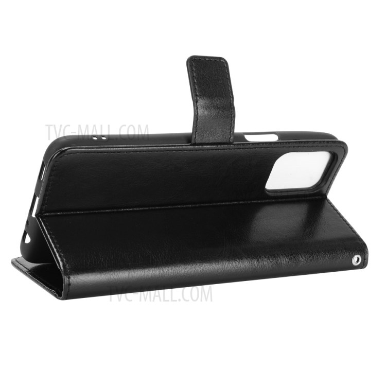 Crazy Horse Wallet Stand Leather Shell with Strap for LG K52 / LG Q52 / LG K62 - Black-5