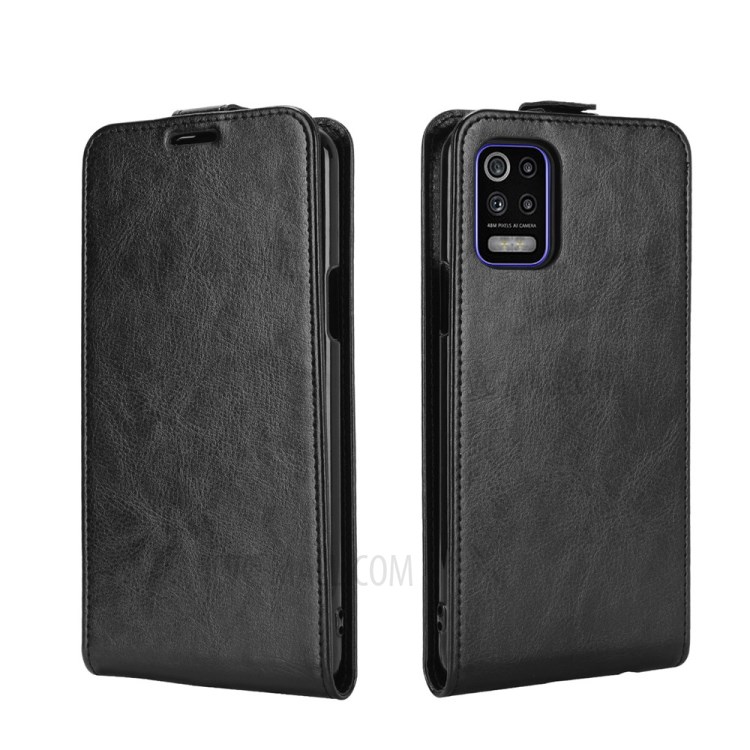Vertical Flip Crazy Horse Texture with Card Holder Leather Cover for LG K52 - Black-2