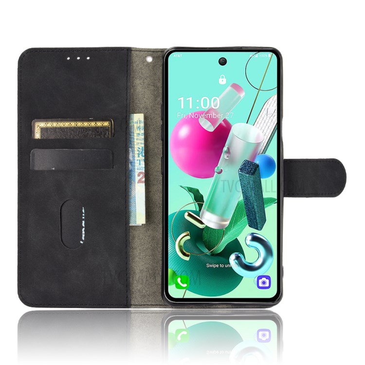 Delicate PU Leather Wallet Stand Phone Case for LG K92 5G - Black-4